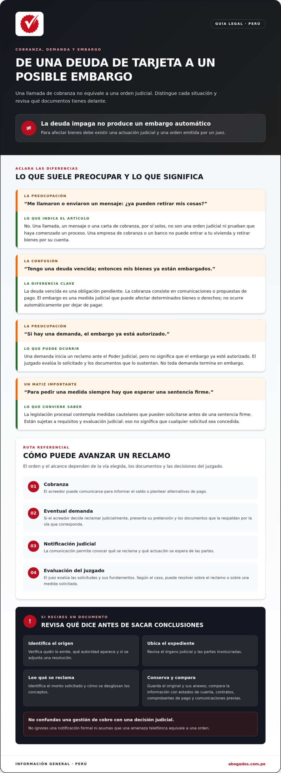 ¿Me pueden embargar por una deuda de tarjeta de crédito en Perú?